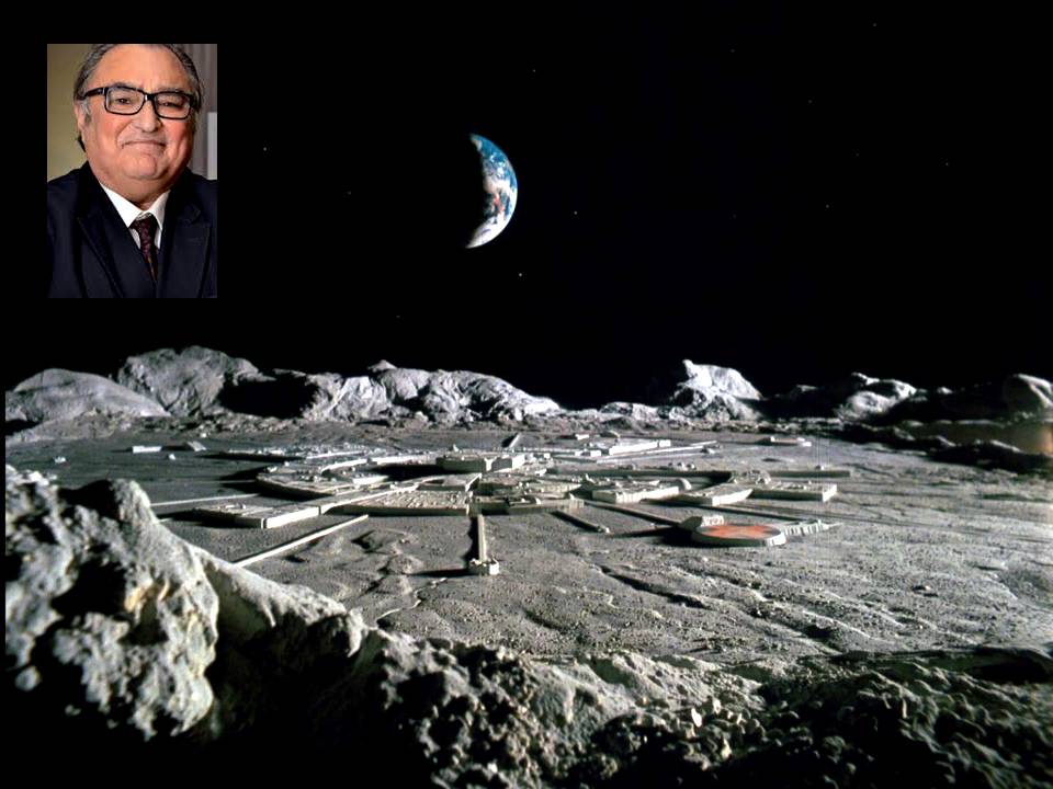 La celebre Base Luna di Spazio 1999 e, nel riquadro, il prof. Giulio Sapelli