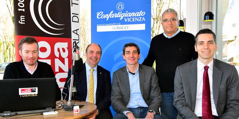 Il conduttore Francesco Ballico con Luca Restello, Dino Magnabosco, Luigino Bari, Roberto Castiglion Il conduttore Francesco Ballico con Luca Restello, Dino Magnabosco, Luigino Bari, Roberto Castiglion