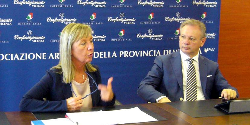 Francesca Sabella, della Direzione Generale dell’Ufficio Scolastico Regionale, e Agostino Bonomo, presidente di Confartigianato Vicenza