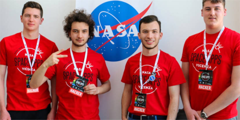 La squadra SHC dell'Istituto Rossi, vincitrice dell’hackathon di Vicenza