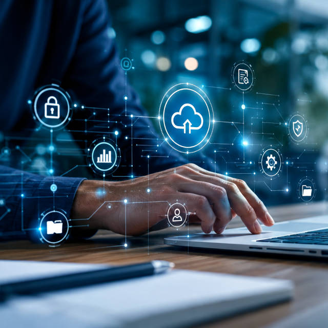 Imprenditore al lavoro con strumenti digitali